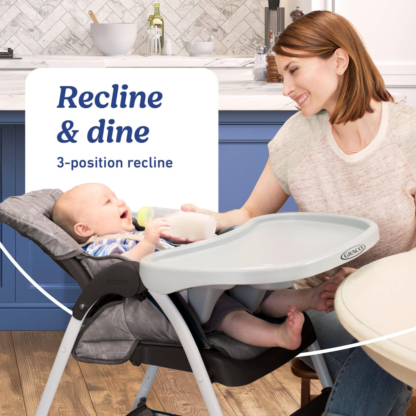 Graco® Slim Snacker High Chair, Ultra Slim, Fast-Folding, Multiple Recline Positions, Comfortable Feeding, Whisk