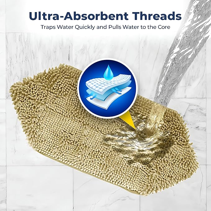 Muddy Mat Doggy Dryer, Highly Absorbent Microfiber Washable Dog Shammy Quick Drying Towel Absorber - Extra Soft Plush Wrap Chenille Bath Towels to Dry Soggy Large Pets & Small Puppy-Beige 15"x38"