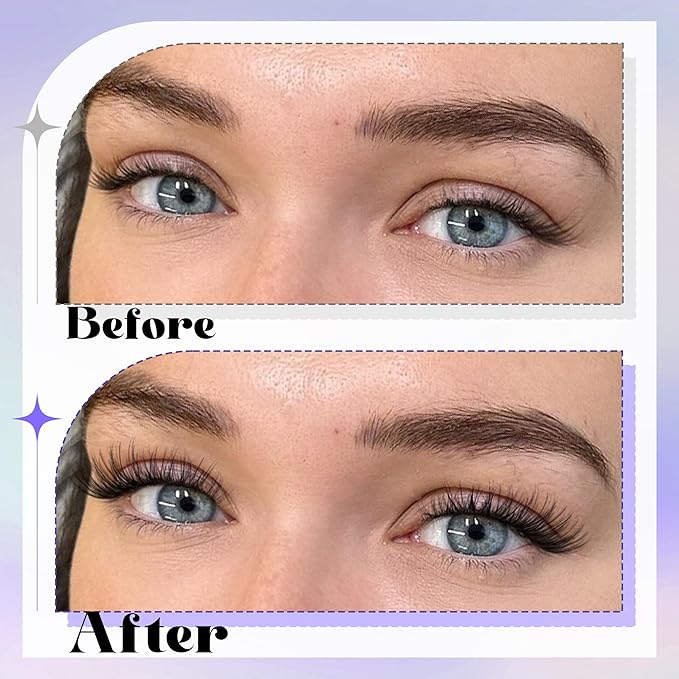 Natural Lash Clusters Clear Band Eyelash Clusters Wispy Individual Lashes C Curved Cluster Eyelash Extensions Invisible Band Cluster Lashes by Lanflower