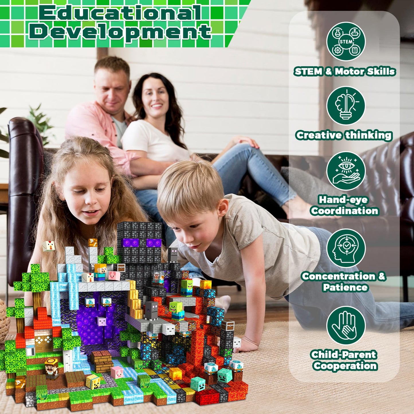 GraceDuck 300 PCS Magnetic Blocks - Magnetic Building Blocks, Stacking Magnets for Kids, Sensory Toy for STEM Montessori Sensory Toys for Kids 3+ Boys and Girls Christmas Birthday Gifts