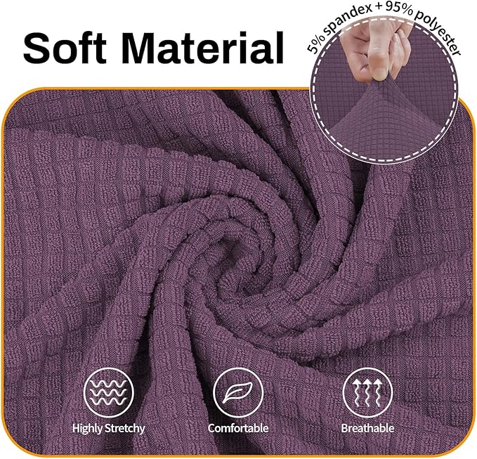 Asnomy Sofa Covers for 2 Cushion Couch Stretch loveseat Covers Slipcovers, Pet Protector Furniture Covers for Dogs Cats Spandex Jacquard Fabric Small Checks （Medium，Gray Purple）