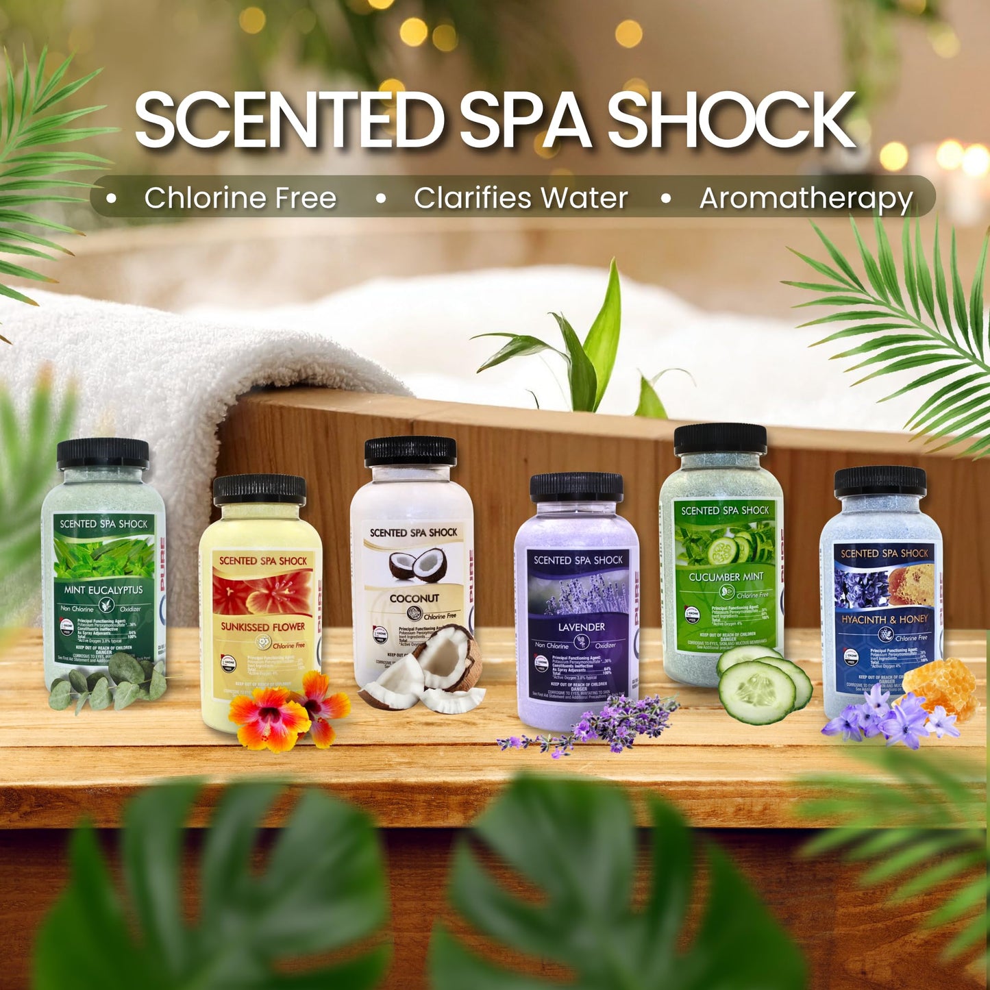 Eucalyptus Scented Spa Shock- Non-Chlorine Shock for Any Spa or Hot Tub-Use with Bromine Tablets or Spa Chlorine. Fragrance Infused Oxygen Crystals Treat Water and Oxidize Chemical Odors