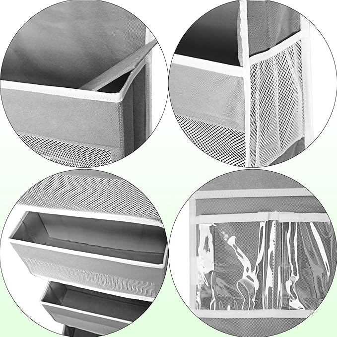 Sturdiness Over The Door Organizer, 6 Tiers Anti Tilt Hanging Behind Door Storage, Heavy-Duty Reinforced Mesh Rack Holds 44lb for Bathroom,Pantry, Nursery,Closet, Shoes, Towels,Grey