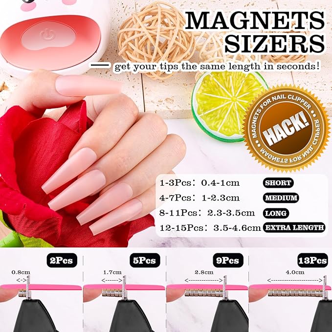 Black Adjustable Nail Clippers with Magnets Sizers for Acrylic Nails, Artificial Fake Nail False Nail Tip Cutter Trimmer Manicure Pedicure Sharp Blade Clip Tool For Salon Home Art Beauty