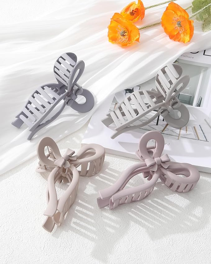 4 PCS Bow Hair Clips for Women Bow Claw Clip 5" Extra Large Hair Claw Clips for Thick and Long Hair Cute Bows Big Clip