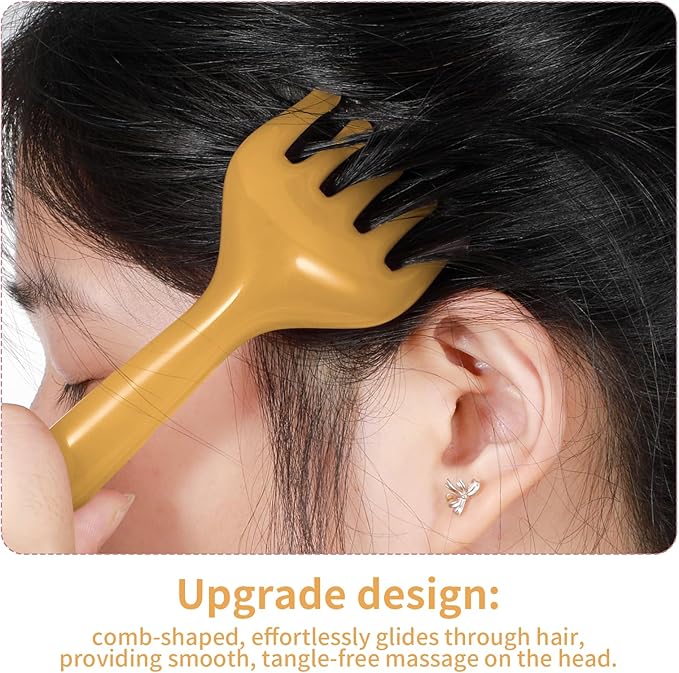 2Pcs Head Massager Manual Hair Scalp Massager Gua Sha Five Claw Massage Tool Comb Portable Handheld Resin Relax Tool for Father's Day Mother's Day Gifts (Amber)