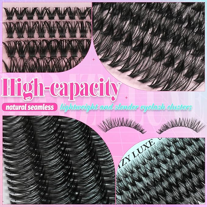 Lash Clusters 708PCS Cluster Eyelash Extensions 10-16MM Wispy Lashes Clusters 30+40+50+60+80+100D Eyelash Clusters Mix Daily Look Fake Eyelashes Extension