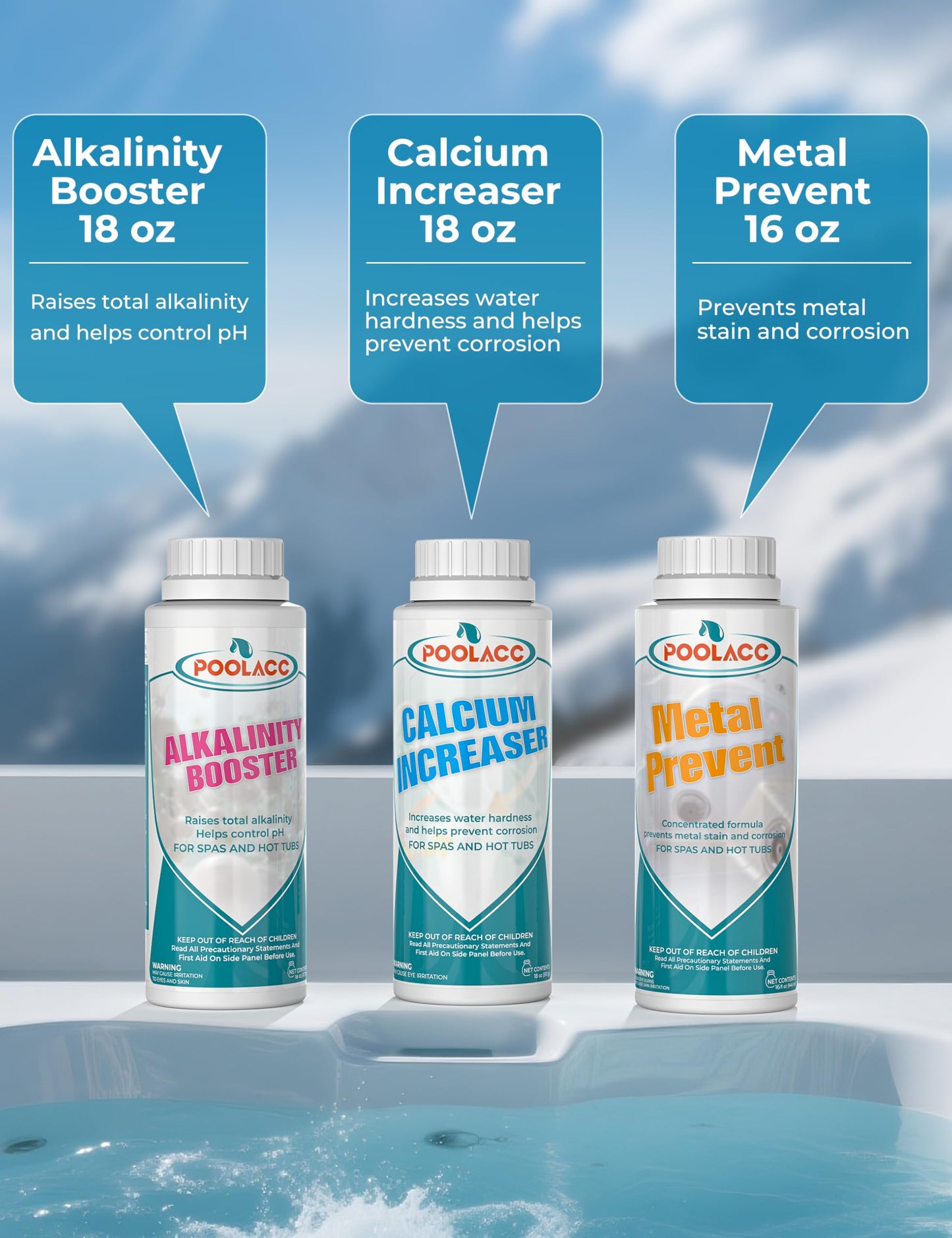 Poolacc Bromine Hot Tub Starter Kit: Includes Extra-Capacity Chemicals, 50 Test Strips, Dispenser & Accessories | All-in-One Spa Maintenance Set