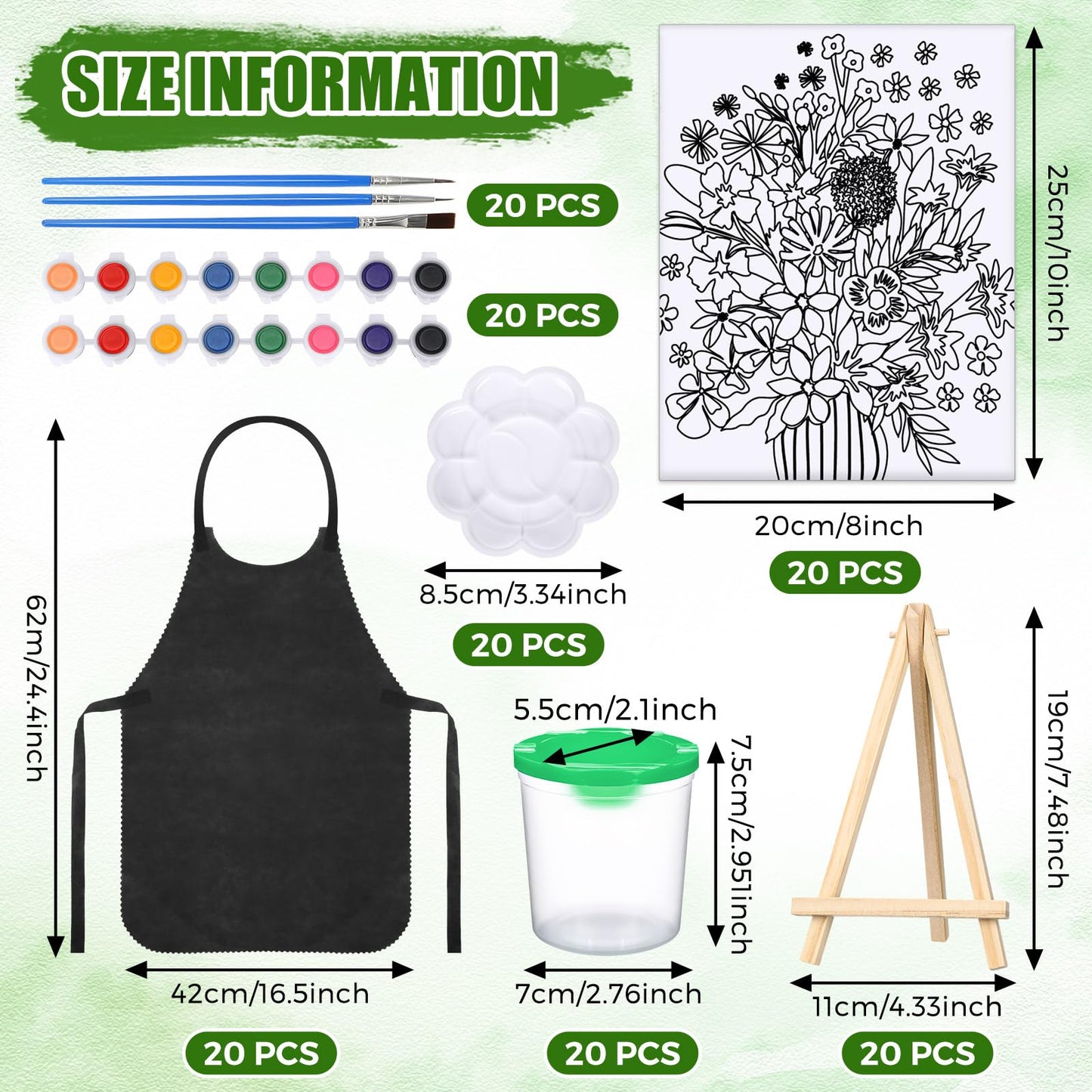 Sherr 140 Pcs 20 Set Pre Drawn Canvas Kit for Painting Craft Sip and Paint Kit for Adults Pre Printed Canvas Painting Favor for Virtual DIY Birthday Gifts Adult's Date Party(Flower)