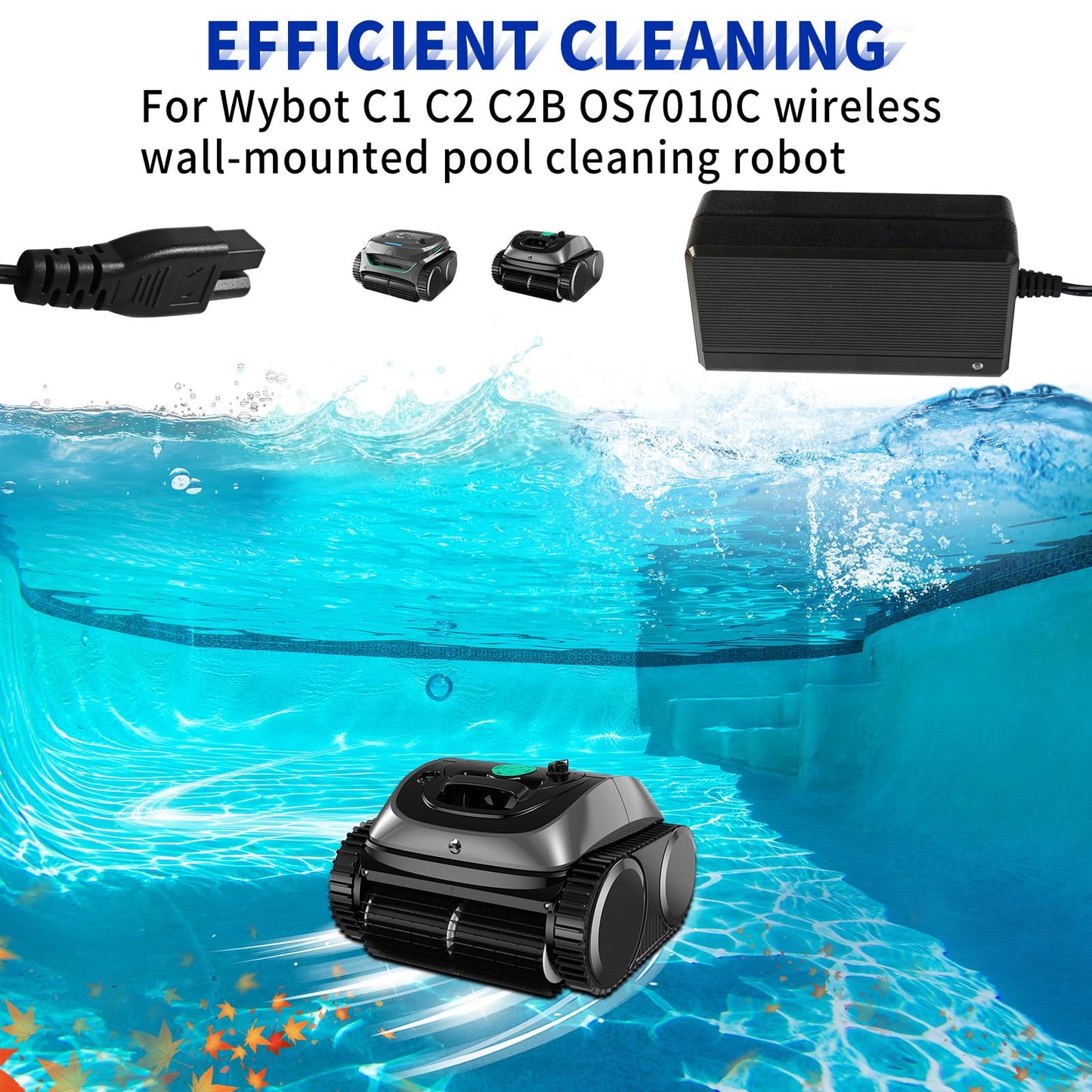 for Wybot Cordless Pool Vacuum Plug 25.2V Quick Charger Compatible with Wybot C1 C2 C2B OS7010C Li-Ion Battery Robotic Pool Cleaner Adapter Power Supply