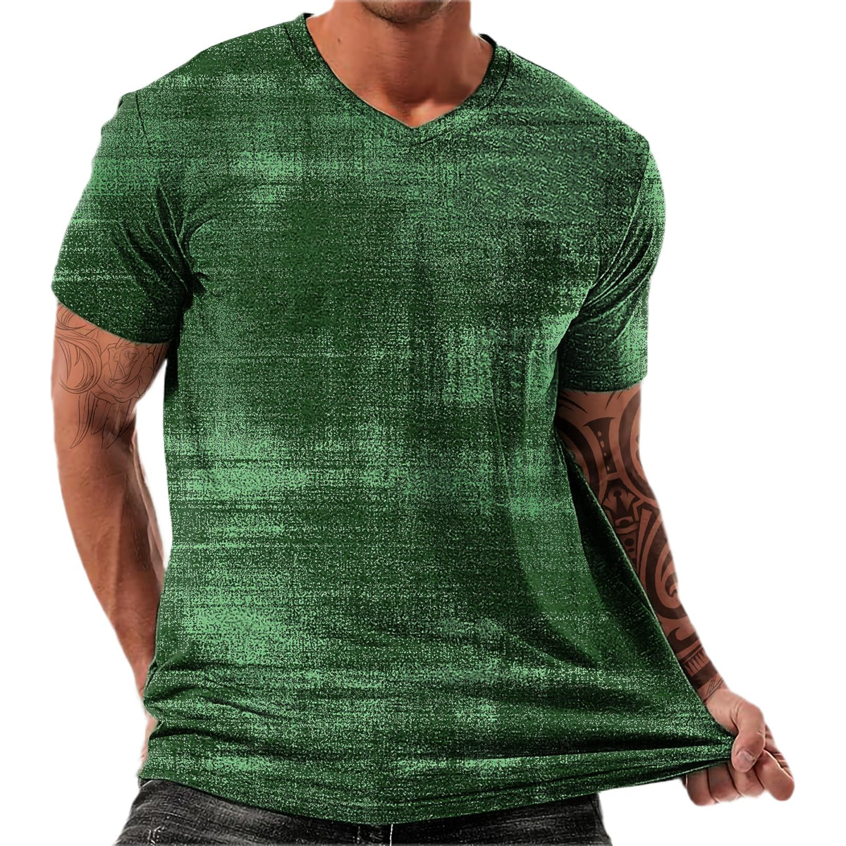 Green Men Casual Shirt Lightweight Vintage T-Shirts and Casual Wear Mens Moisture Wicking Sleeve Shirt Cool Beach Party Breathable Summer Outfit Regular Fit Crewneck,S