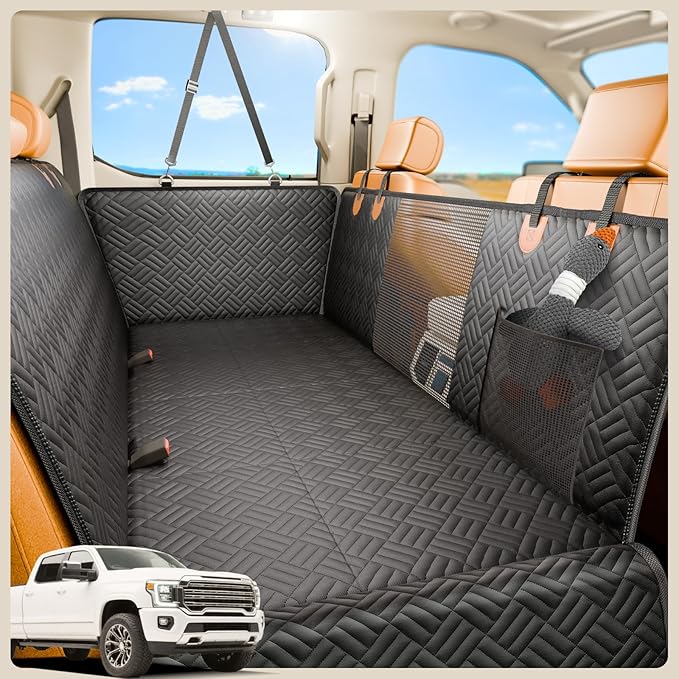 PROZAR Dog Car Seat Cover for Back Seat, Hard Bottom Back Seat Extender for Dogs - Supports 400lbs, Back Seat Pet Cover, Dog Hammock for Full-Size Trucks/SUV