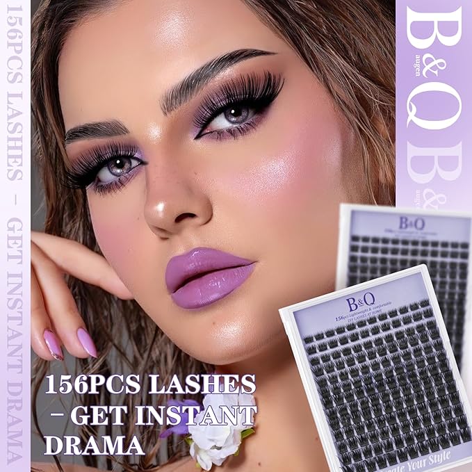 Lash Clusters B42 D Curl 8-16MIX DIY Lash Extensions 72 Clusters Lashes C D Curl B&Qaugen Wispy Volume Lashes Eyelash Clusters Extensions Individual Lashes Cluster DIY at Home (B42,D-8-16MIX)