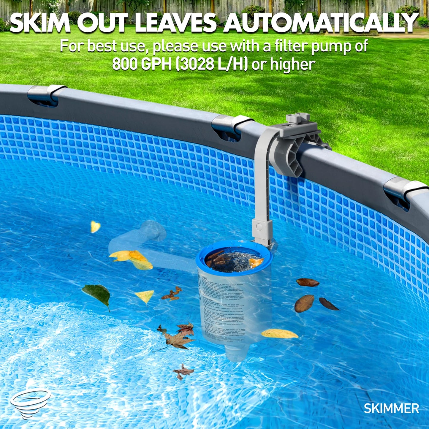 Sinbyuer Above Ground Pool Skimmer, Height Adjustable Wall Mount Pool Skimmer, Enhanced Structure Floating Pools Surface Skimmers for Above Ground Pools, Maintenance Kit-Auto Skimming Surface Debris
