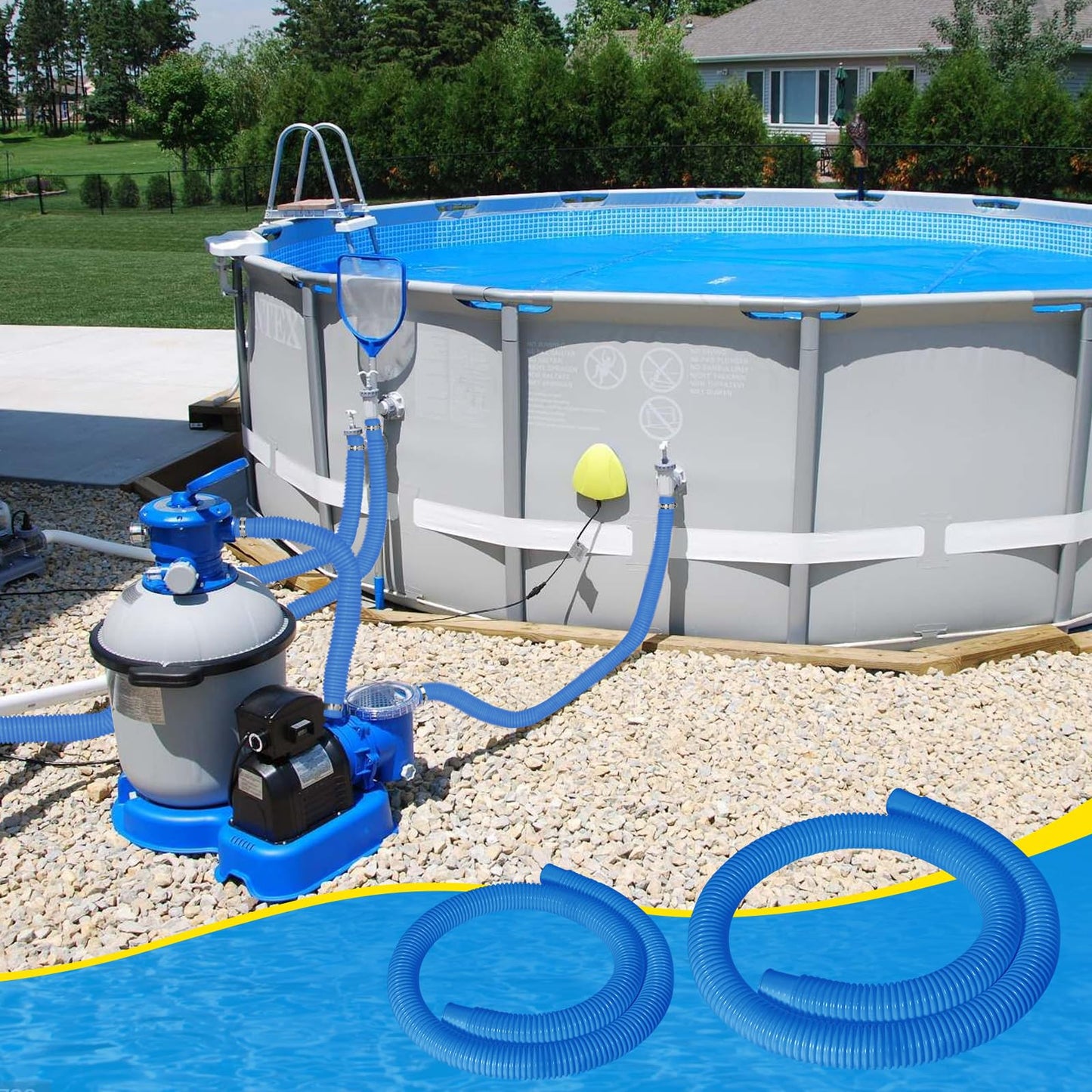 3 Pcs 1.25" Pool Hose, 59" Long Accessory Pool Pump Replacement Hoses, Compatible with All Above Ground Pool Filter Pumps that Use 1 1/4 Diameter Hoses