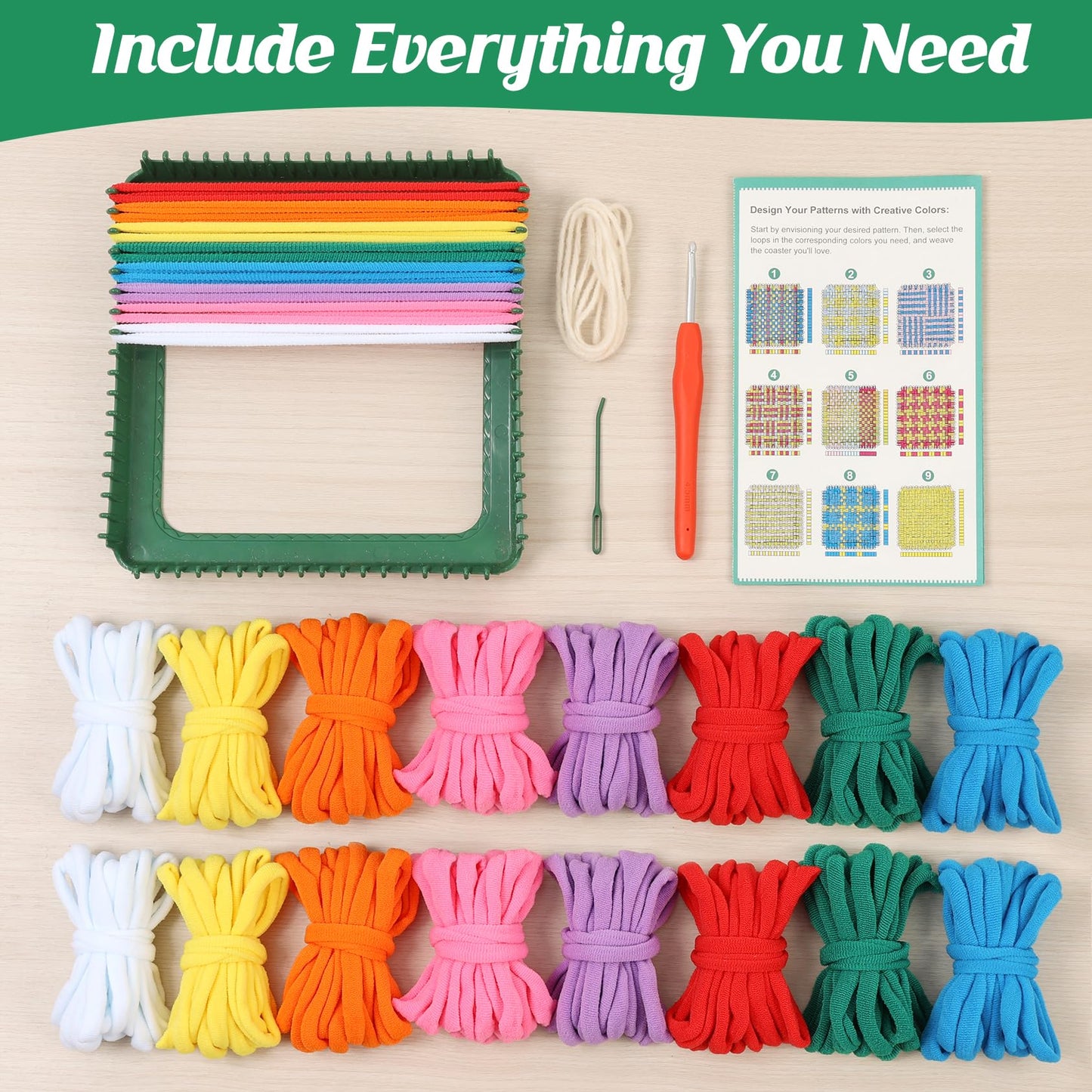 IQKidz Weaving Loom Kit for Girls Ages 8-12, DIY Arts and Crafts for Kids and Adults, Great Toy Gifts for Beginners 6-8 9 10 11 12, Potholder Knitting Loom with 224 Refill Loops