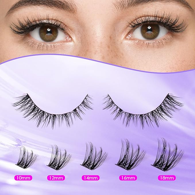 Ocean Pearl Lash Clusters Kit 168pcs,10-18mm manga/anime-inspired lashes clusters,spike-effect cluster lashes, Eyelashes,DIY Cluster Eyelash Extensions kit with lash bond+seal+remover+tweezers-M37+M30