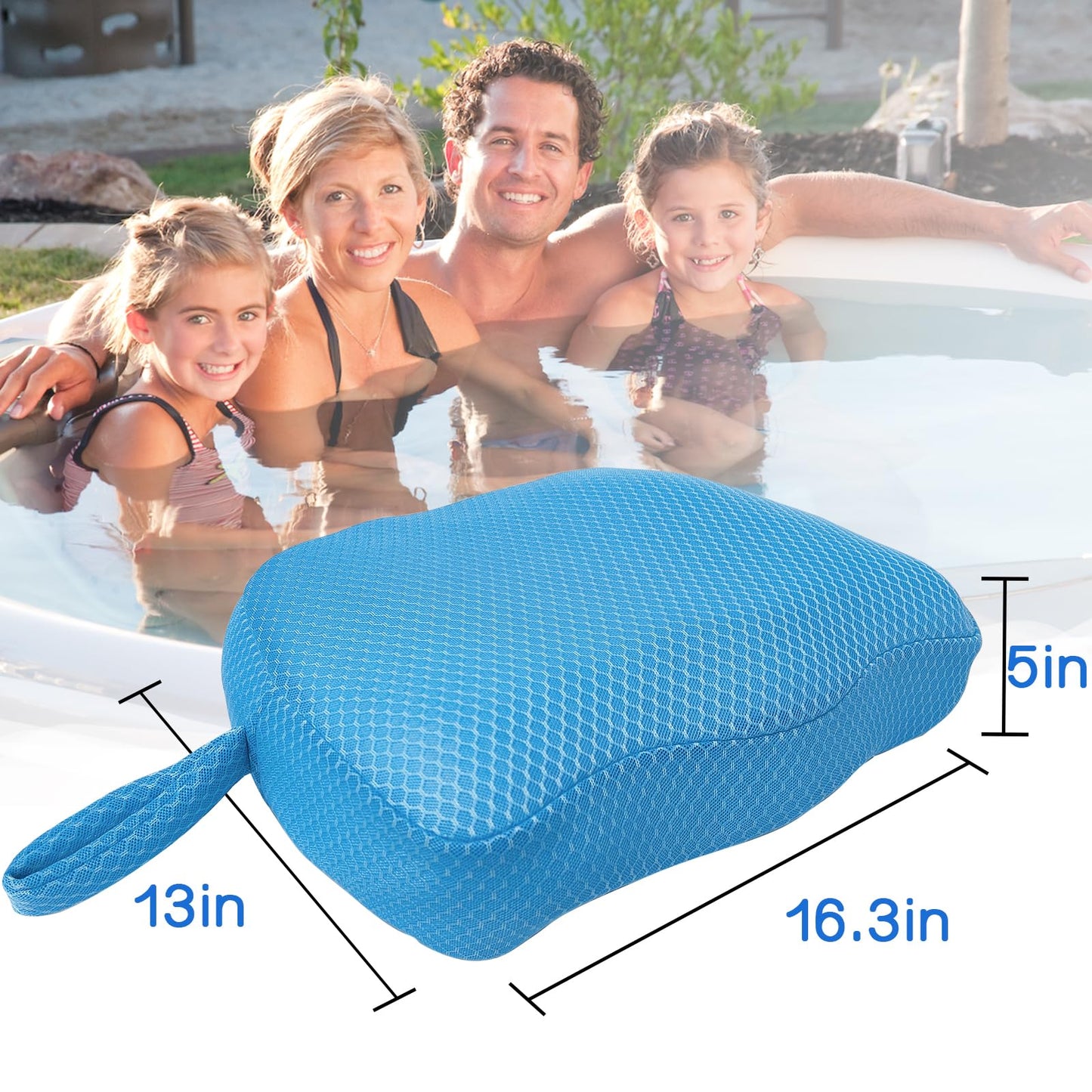 Hot Tub Booster Seat for Adults, 5 Inch Thick Supportive Cushion with Non-Slip Bottom, Weighted for Quick Sink Without Float, Spa Booster Seat for Hot Tub (Including Inflatable), Pool, Bathtub