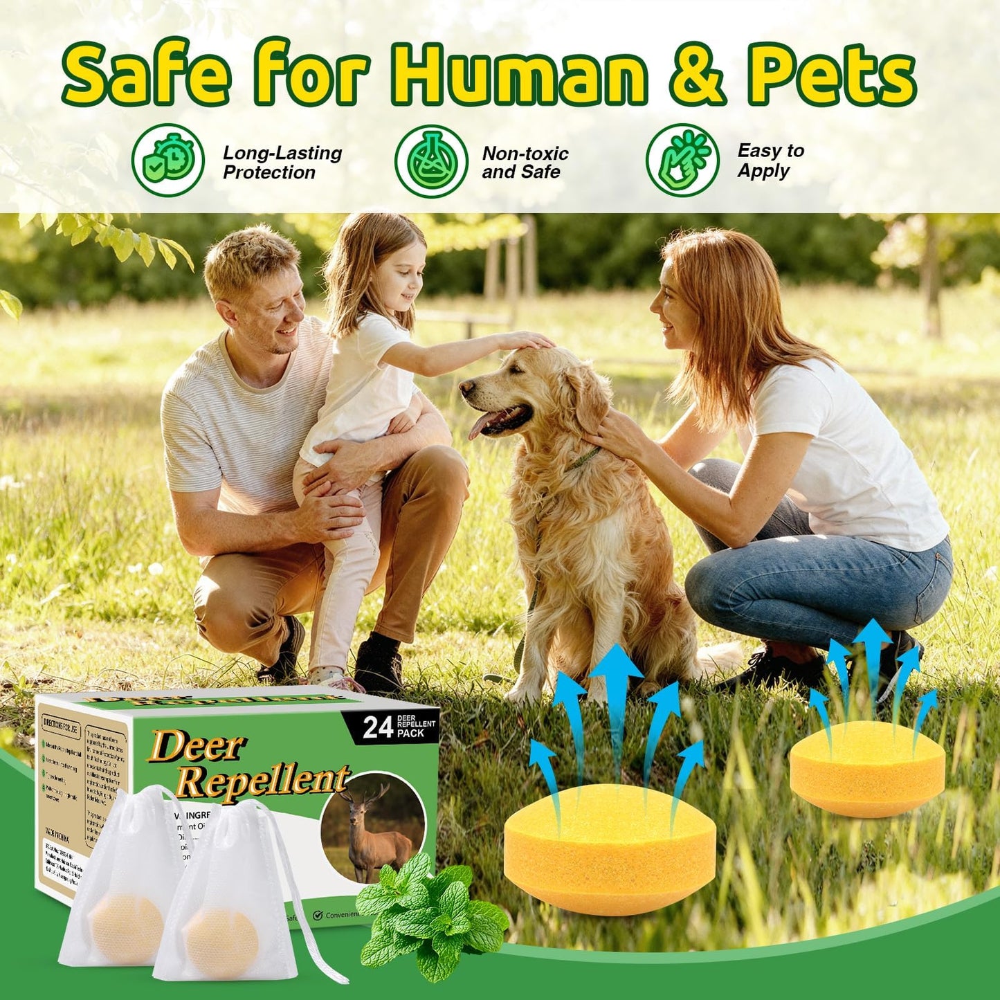 CKUKARM 36 Pack Deer Repellent & Rabbit Repellent Outdoor for Garden - Scent-Based Deer Deterrent to Protect Plants & Flowers - Keep Deer Rabbit Out of Yard