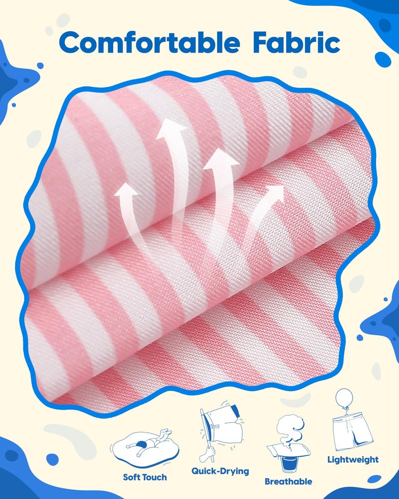 maamgic Boys Swim Trunks Toddler Swim Shorts Little Boys Bathing Suit Swimsuit Toddler Boy Swimwear Pink and White Stripes 10-12 Years,Pink and White Stripes,10 T
