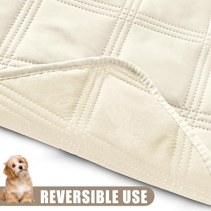 Smiry Waterproof Dog Bed Cover Blanket 30x53, Soft Reversible Pet Blanket, Washable Leakproof Cats Dogs Couch Cover for Sofa, Couch, Furniture, Beige/Beige