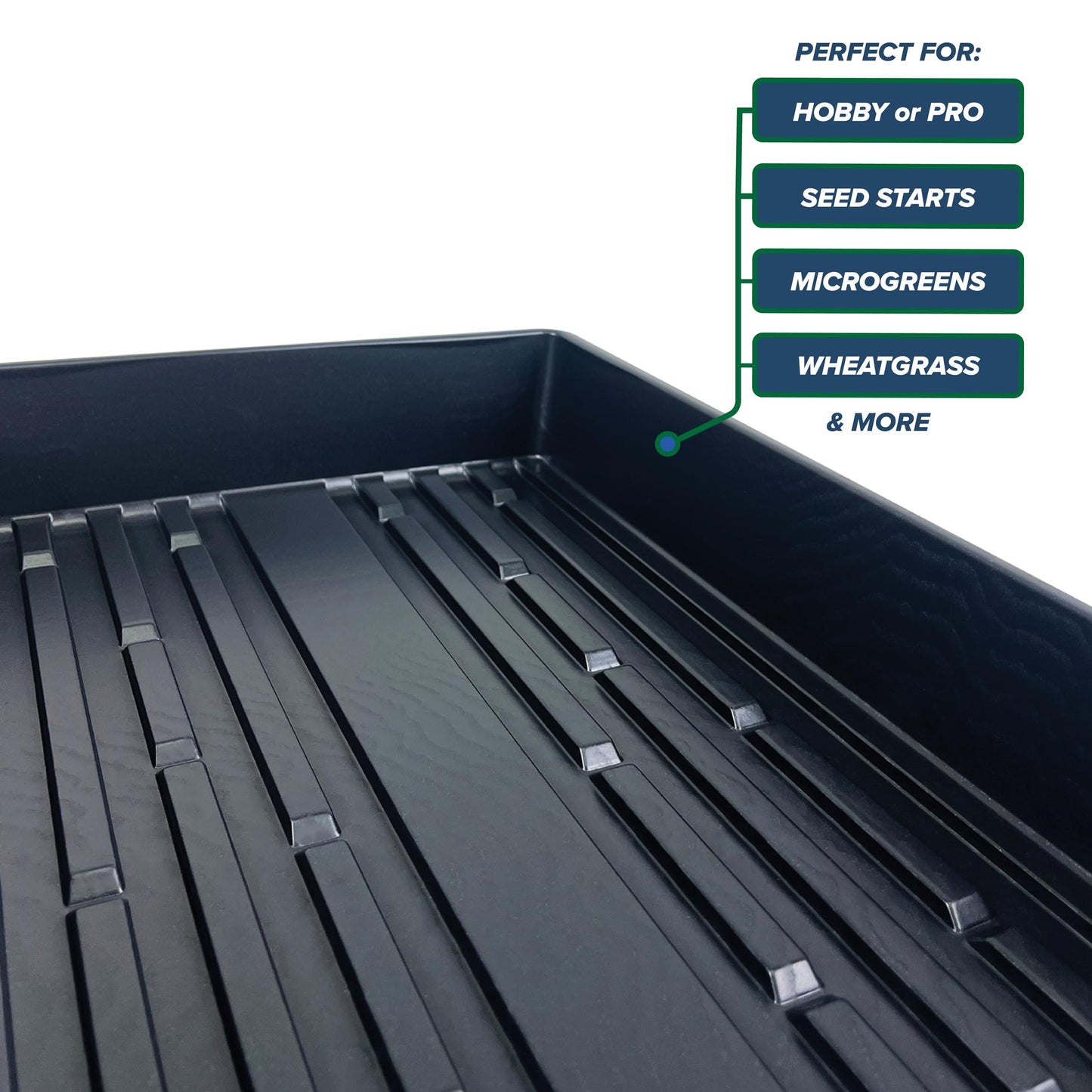 10 Plant Growing Trays (No Drain Holes) - 20" x 10" - Perfect Garden Seed Starter Grow Trays: for Seedlings, Indoor Gardening, Growing Microgreens, Wheatgrass & More - Soil or Hydroponic