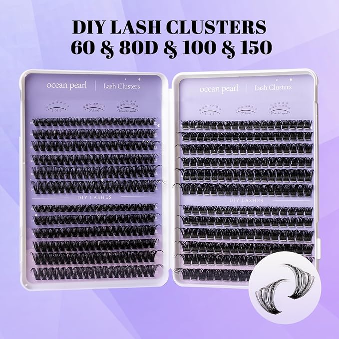 Ocean Pearl Lash 564ct Lash Clusters, 10-18mm Individual Cluster Lashes, 60D/80D/100D/150D Volume Eyelash Clusters, Thick Volume Cluster Eyelash Extensions, Soft Natural-Looking Lashes,Lashes Clusters