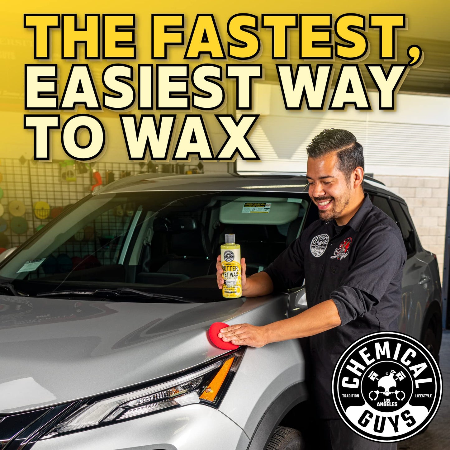 Chemical Guys Butter Wet Wax - Deep Wet Shine Car Wax for Cars, Trucks, SUVs, RVs, and More, Easy On/Off Liquid Formula, Banana Scent - 16 fl oz
