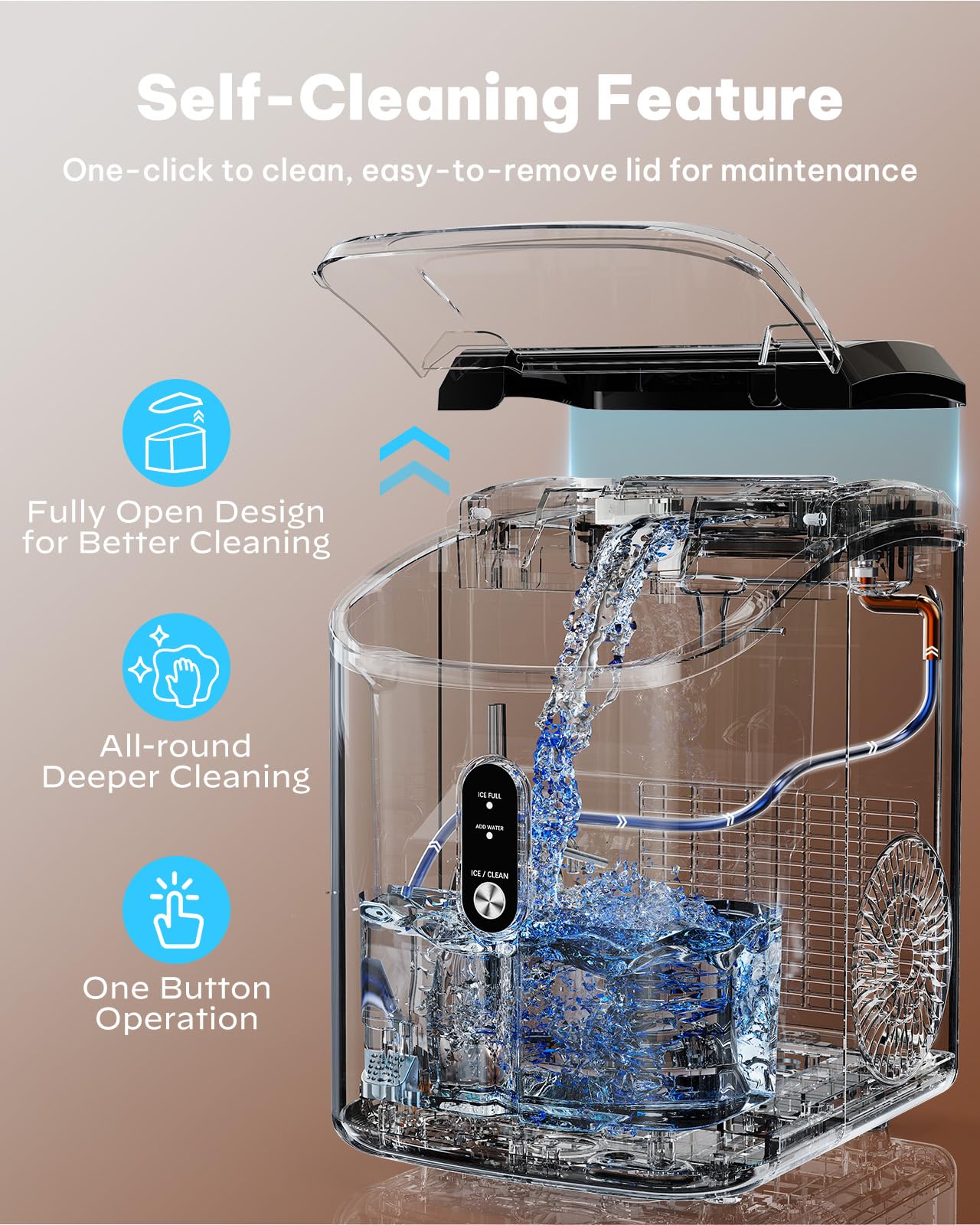 Nugget Ice Maker Countertop, Silonn Chewable Pellet Ice Machine with Self-Cleanin Function, 33lbs/24H Portable Ice Makers for Home Kitchen Officce, Stainless Steel
