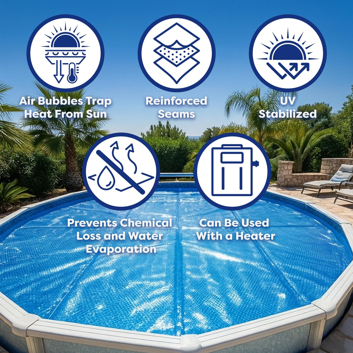 In The Swim 15' x 30' Premium Blue Oval Solar Pool Cover 12 Mil for Solar Heating Above Ground Pools and Inground Pools