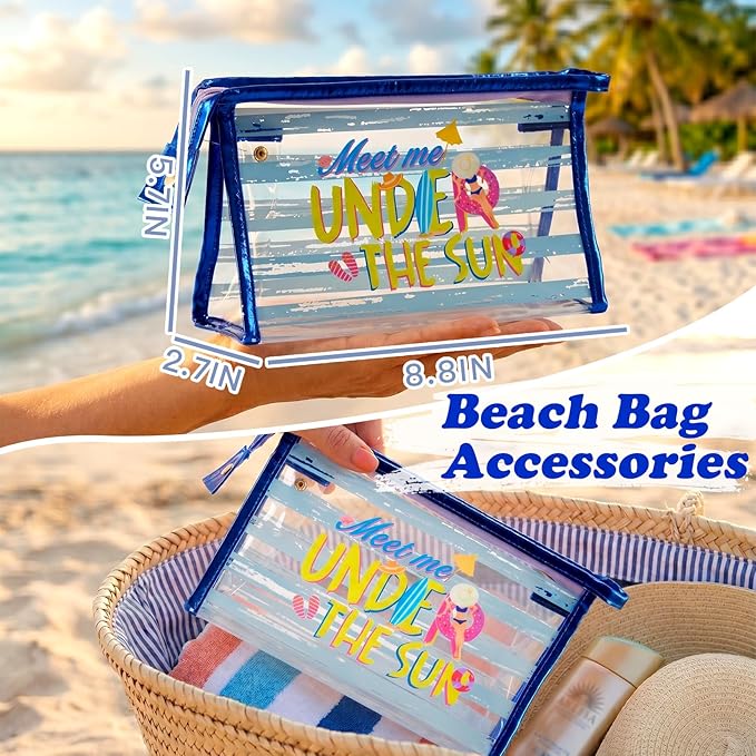 COSHAYSOO Sunscreen Bag Clear Makeup Toiletry Pouch Beach Vacation Essentials for Women Teen Girls Trip Gifts Summer Pool Travel Must Have Accessories Waterproof Stuff