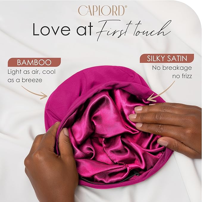 CAPLORD Satin Bonnet for Sleeping, Curly Hair Wrap Sleep for Men, Adjustable Silk Beanies for Women, Silk Hair Bonnet