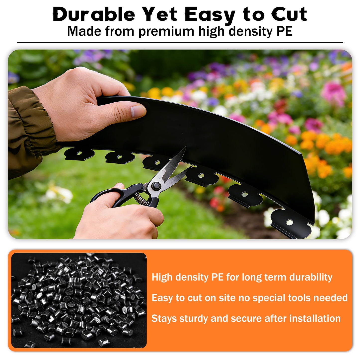 ESOHOT 4 inch Tall Landscape Edging Kit 120FT Garden Edging with 210 Spikes for Lawn Edging and Flower Beds (Black, 120FT)