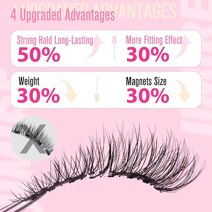Soft Magnetic Eyelashes Natural Look Wispy Magentic Lashes Reusable Magnetic Eyelashes with Applicator No Glue Needed Press on Brown Magnetic Lashes Quick to Wear by JIMIRE