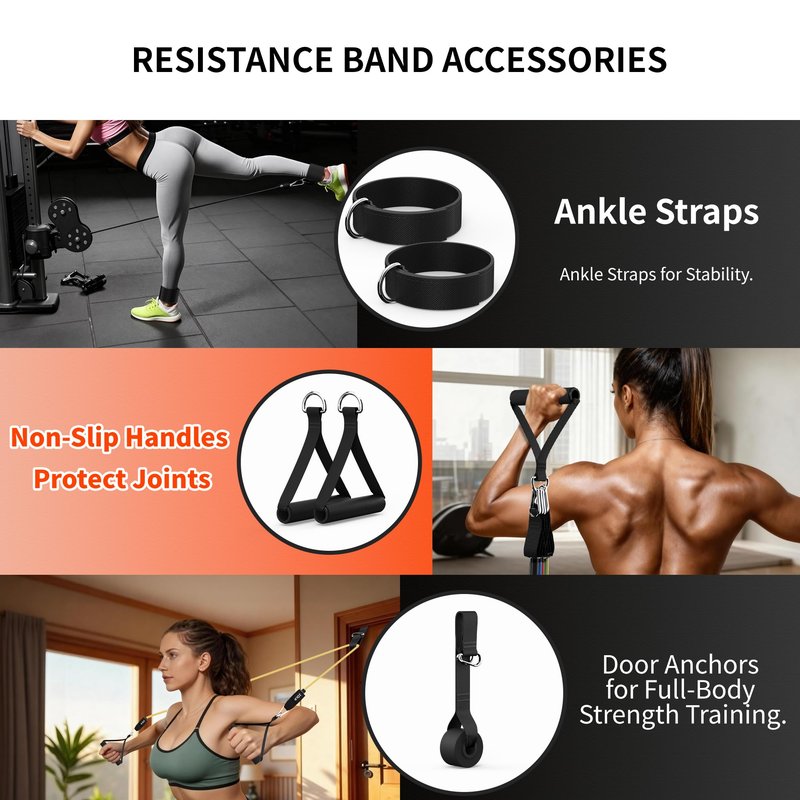 Resistance Bands, Exercise Bands Set for Working Out, Resistance Bands with Handles, Home Gym Workout Bands, Fitness Equipment for Men and Women Strength Training
