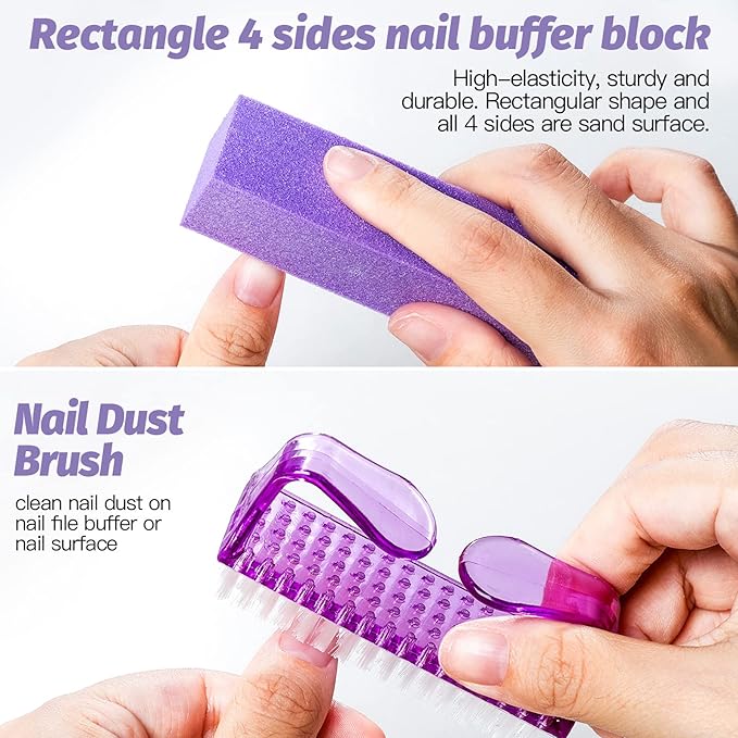 FANDAMEI Nail Files and Buffers, Nail Cuticle Remover Kit with Nail File, Nail Buffer, Nail Buffer Block, Cuticle Nipper, Cuticle Pusher, Cuticle Peeler. Nail Cuticle Oil Lavender for Nail Care