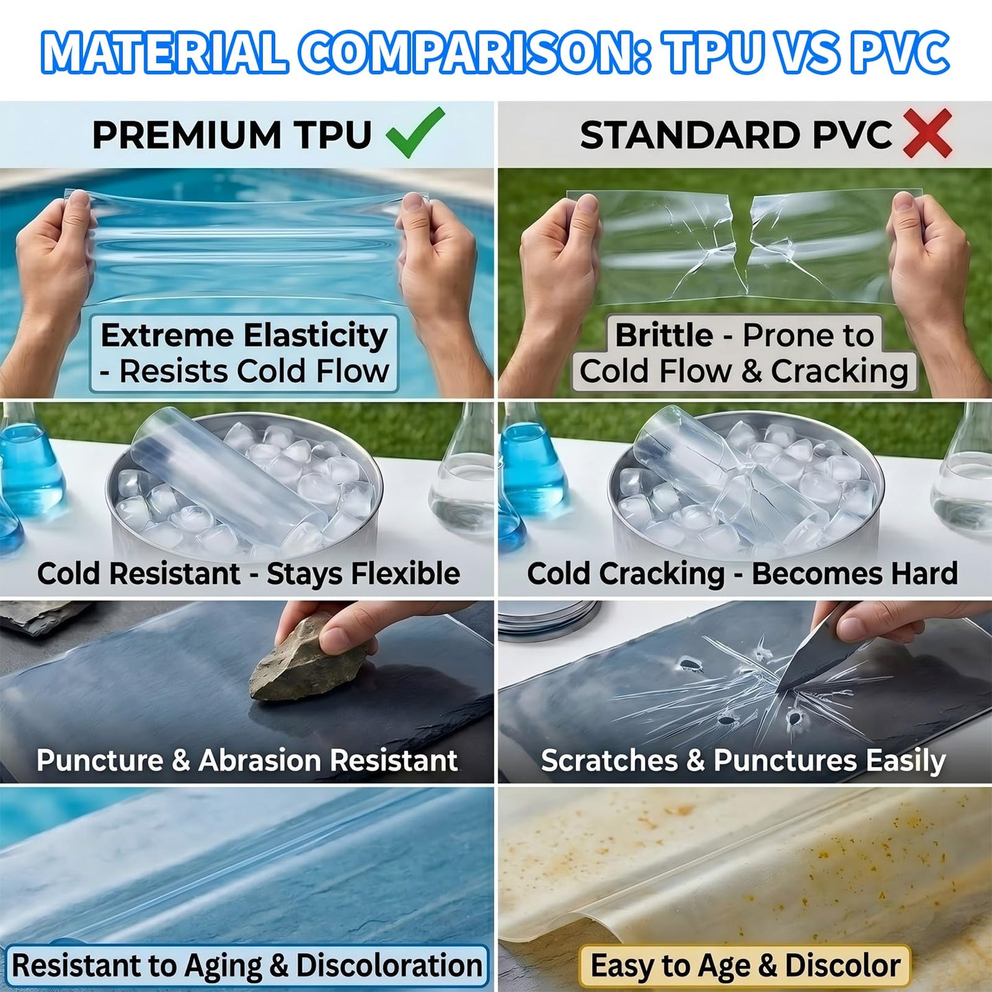 Extra Large Pool Patch Repair Kit, 4ft x 2.8ft TPU Heavy Duty Vinyl Pool Liner Patch for Above Ground Pools Underwater Self-Adhesive Inflatable Floats Bounce Houses Tents Air Mattress Clear