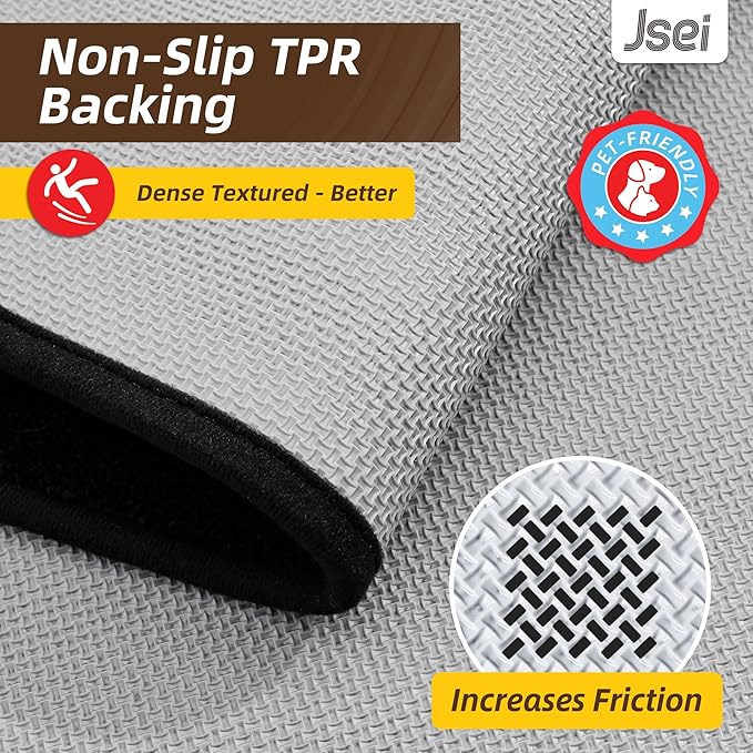 JSEI Entryway Rugs Doormat 24"x36", Non-Slip Dirt Trapper Door Mats Indoor, Washable Absorbent and Stain Resist Welcome Floor Mat for Front Door, Dog Door Mat, Dirty Wet Shoes & Paws, Black