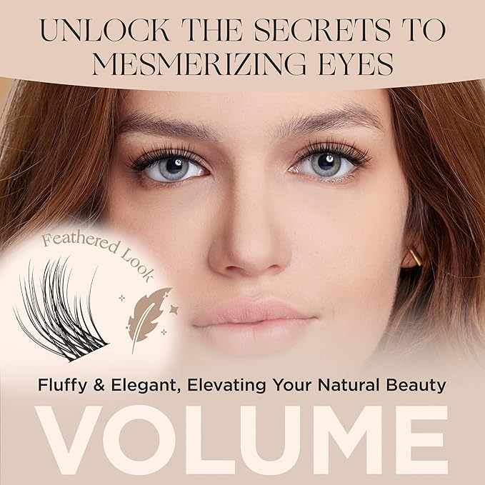 PopUp Cluster Lashes Wispy Lash Clusters Soft D Curl Eyelash Clusters Russian Lashes Clusters DIY Eyelash Extensions at Home,Thin Bank 9-18mm MIX (705)