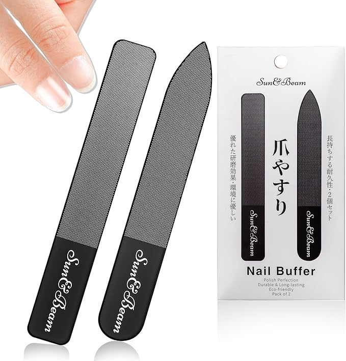 Sun&Beam Nails Glass Nail File Nano Nail Buffers Crystal Shine Polisher Professional Manicure Tools Kit with Box 2Pcs Set