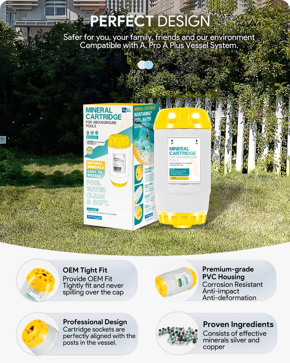 W28165 Replacement for Nature2 A30 Mineral Cartrigde W28166 for All A, Pro A Plus Vessel System AboveGround Pool, for up to 30,000 gallons Pool, 2704-010, 300379