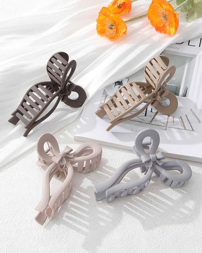 4 PCS Bow Hair Clips for Women Bow Claw Clip 5" Extra Large Hair Claw Clips for Thick and Long Hair Cute Bows Big Clip