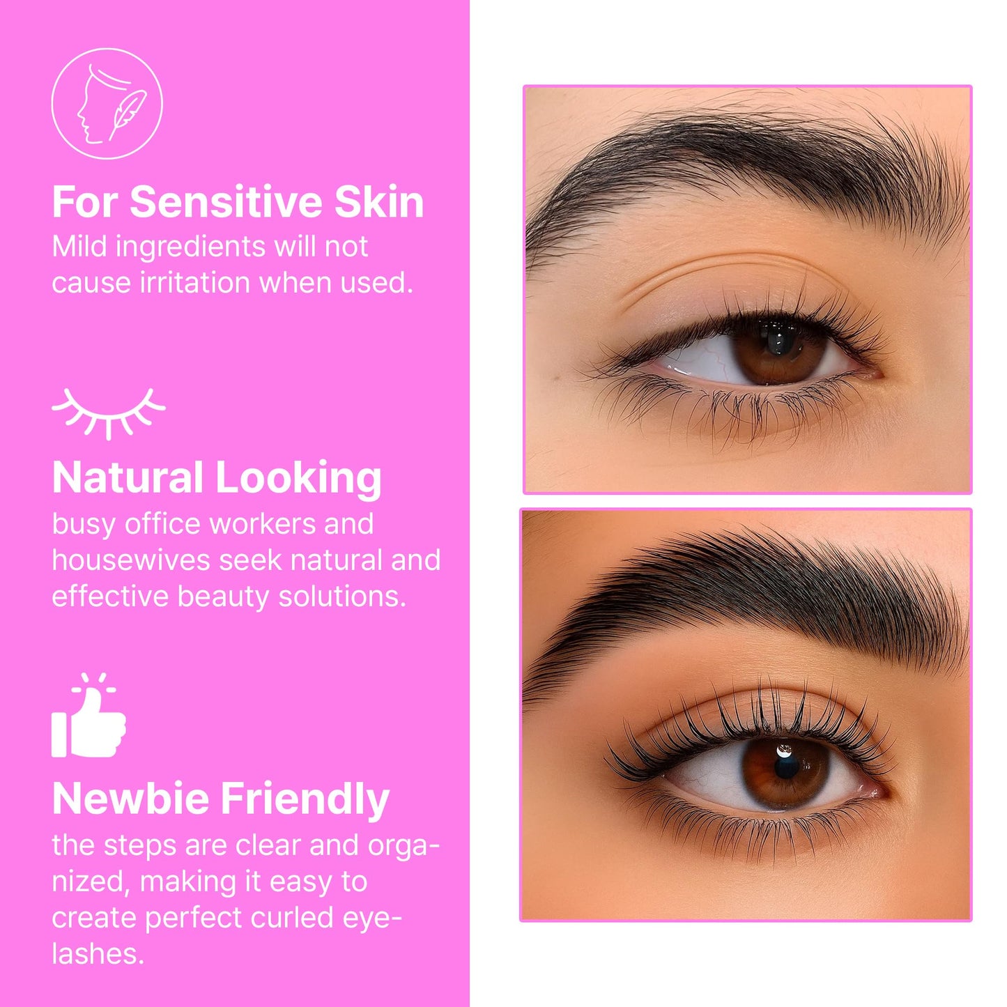 Korean Lash Lift Kit - 5 Sets At Home Eyelash Perm Kit with Upgraded Glue, Eyelash Lift, DIY Lash Perm Easy for Beginner & Professional, Semi Permanent Perming Wave Suitable For Salon & Home