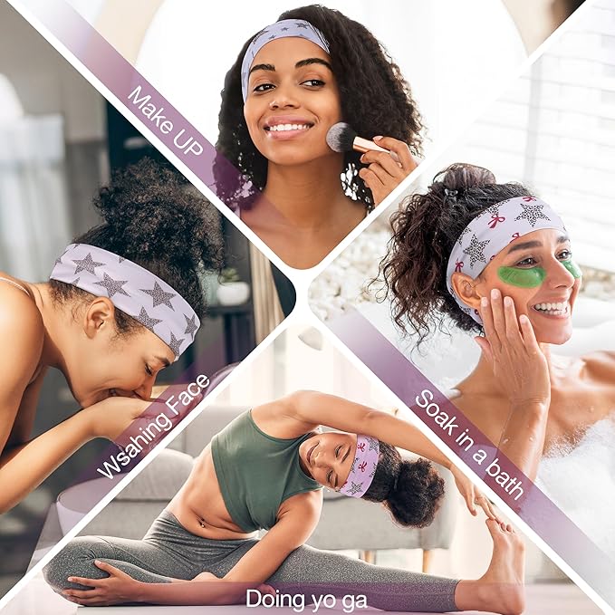 Ztomine 8 Pack Headbands for Women Non Slip - Stylish Sports Hair Bands for Women's Hair - Soft Cotton Cloth Stretchy Headbands for Women for Yoga, Outdoor Exercise Running