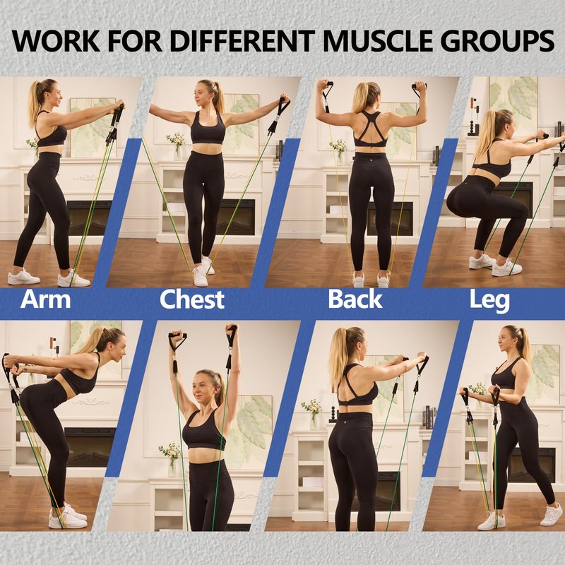 Resistance Bands,Exercise Bands,Grip Strength Trainer,Resistance Bands for Working Out with Handles for Men and Women,Workout Bands with Door Anchor and Ankle,Strength Training Home Gym Equipment