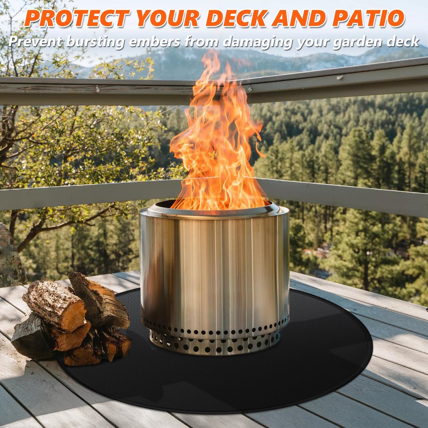 Huchiz 59" Fire Pit Mat for Solo Stove Bonfire, Double-Sided Fireproof Under Grill Mat Deck Patio Protector Pad, Round BBQ Mat for Solo Stove Accessories, Easy to Clean, Reusable