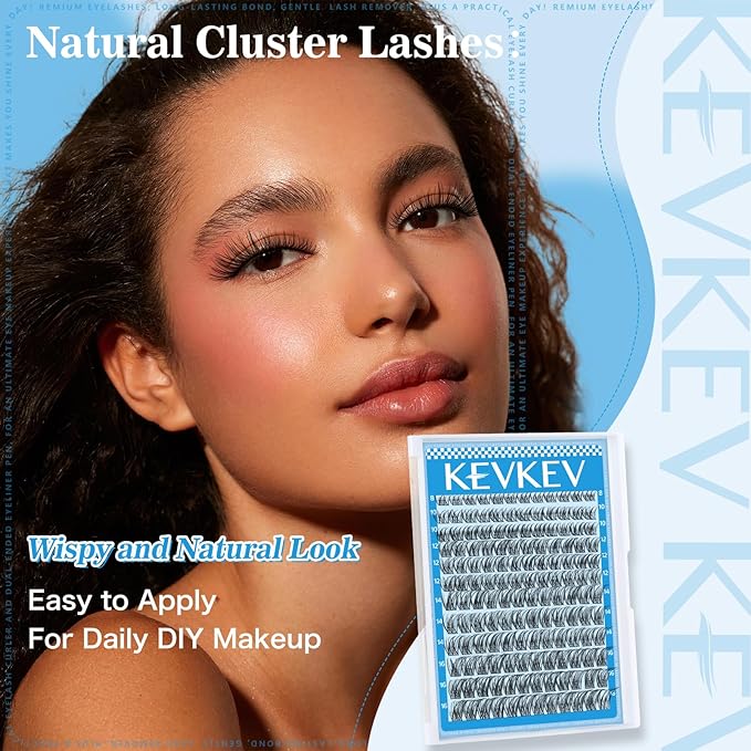 Wispy Lash Clusters Ultra-Thin Band Natural Eyelash Clusters 8-16mm Soft Cluster Eyelash Extensions Mix Length Ultra-Light Natural Look Natural Lash Clusters DIY Lash At Home(Wispy04)