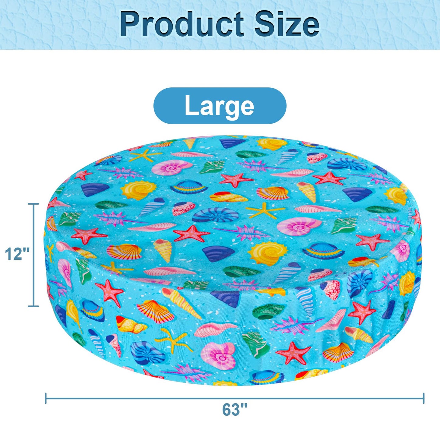 Docuwee Round Dog Pool Cover 63"(5ft), Foldable Kiddie Solar Cover Fit Dog Collapsible Swimming Pool, Pets Kids Bath Tub, Anti-UV Dustproof Safety Pool Covers, Starfish Patterns