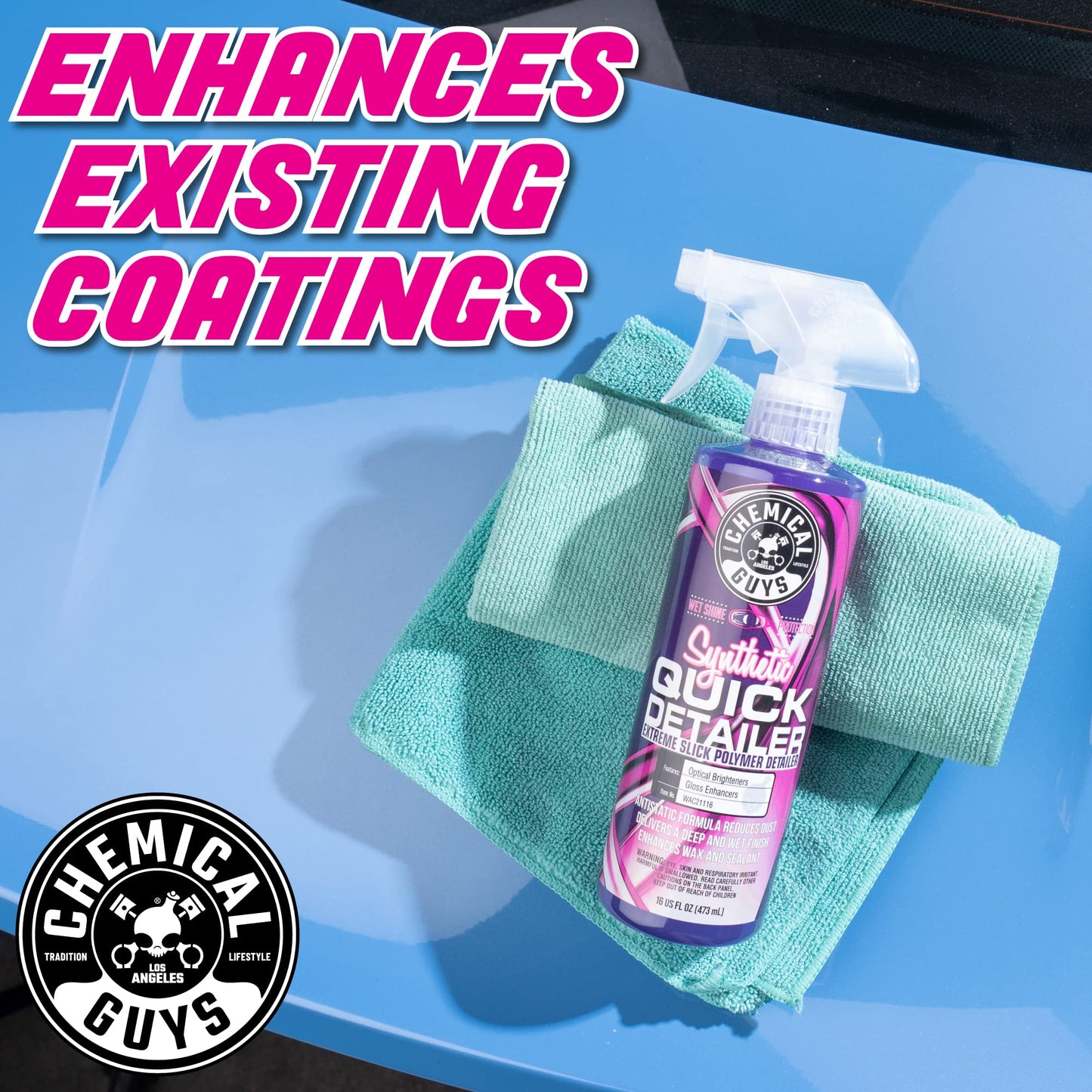 Chemical Guys WAC21116 Synthetic Quick Detailer, Safe for Cars, Trucks, SUVs, Motorcycles, RVs & More, 16 fl oz (Pack of 2)