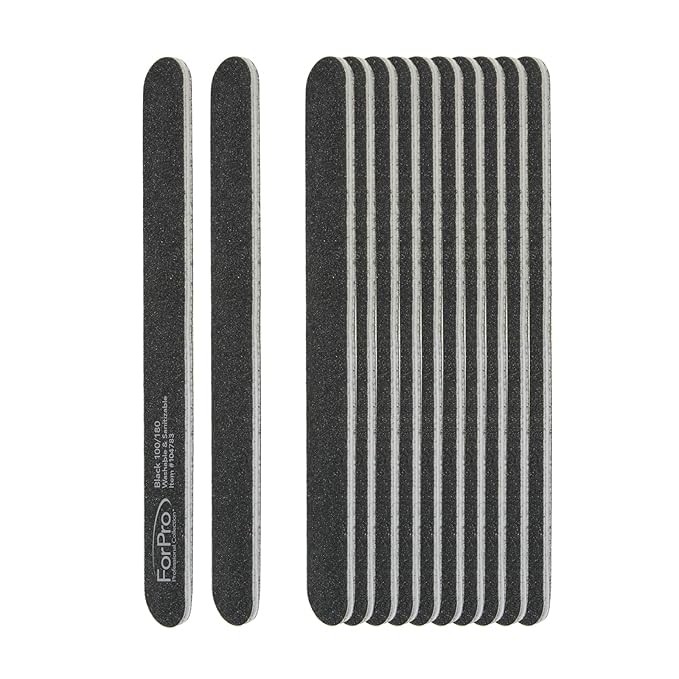 ForPro Professional Collection Nail Foam Boards, Black, 100/180 Grit, Double-Sided Manicure and Pedicure Nail Files, 7Ã¢ÂÂ L x .75Ã¢ÂÂ W, 12-Count